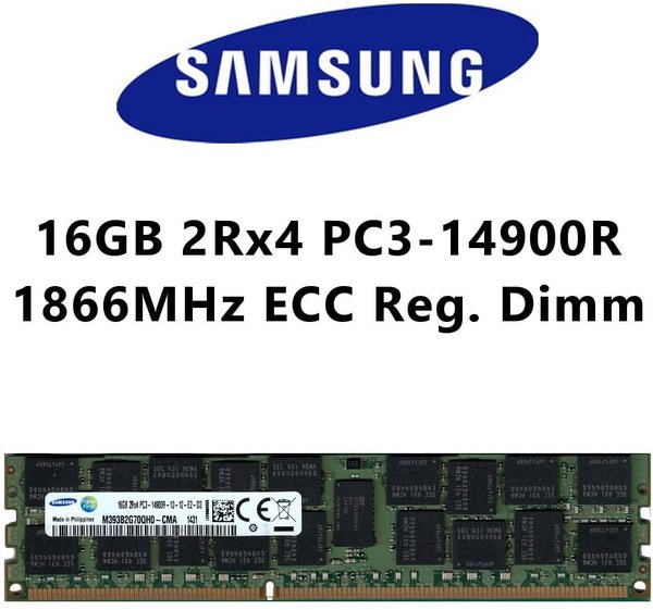 Samsung 16GB (1x 16GB) DDR3 1866MHz (PC3 14900R) 2Rx4 ECC Registered Dimm MacPro Server Workstation